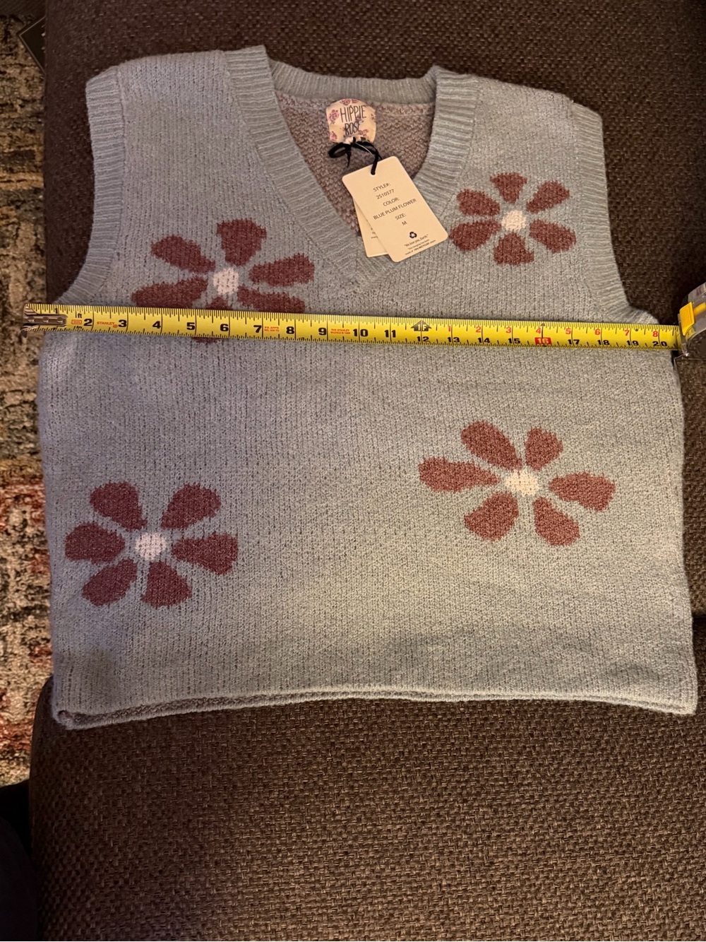 Hippie Rose Sky Blue Floral V-Neck Sweater Vest